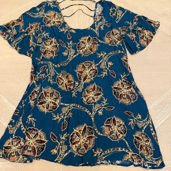 Lucy Love Blue Eclectic Mini Dress Sundress - Picture 1 of 7
